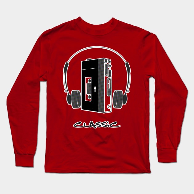 Classic Cassette Player | Sony Walkman Long Sleeve T-Shirt by Blasé Splee Design : Detroit